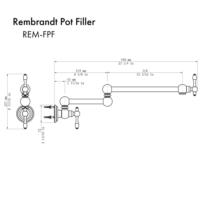 ZLINE Rembrandt Pot Filler REM - FPF - MB - Farmhouse Kitchen and Bath