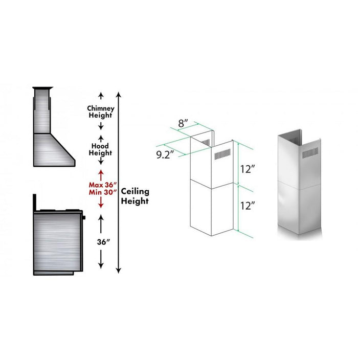ZLINE Short Kit for 8' Ceilings, SK - KB/KL2/KL3 - Farmhouse Kitchen and Bath