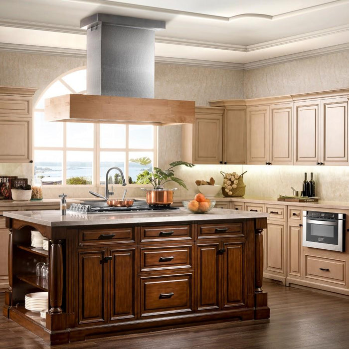 ZLINE 42" Remote Blower Wooden Island Range Hood, 681iM-RS-42-400 - Farmhouse Kitchen and Bath